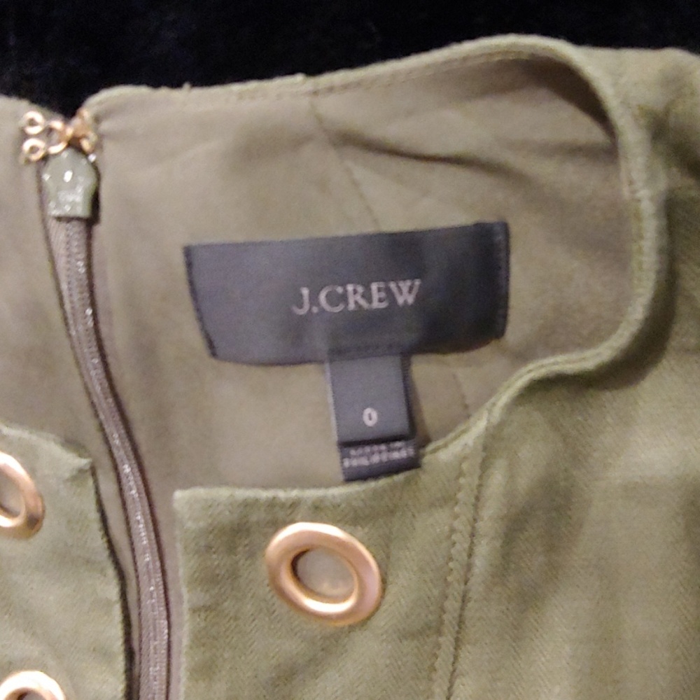 J Crew Green Linen Shift Dress W/ Grommets - Picture 7 of 7
